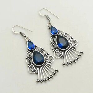 Tanzanite Gemstone Sterling Silver Drop Dangle Earrings